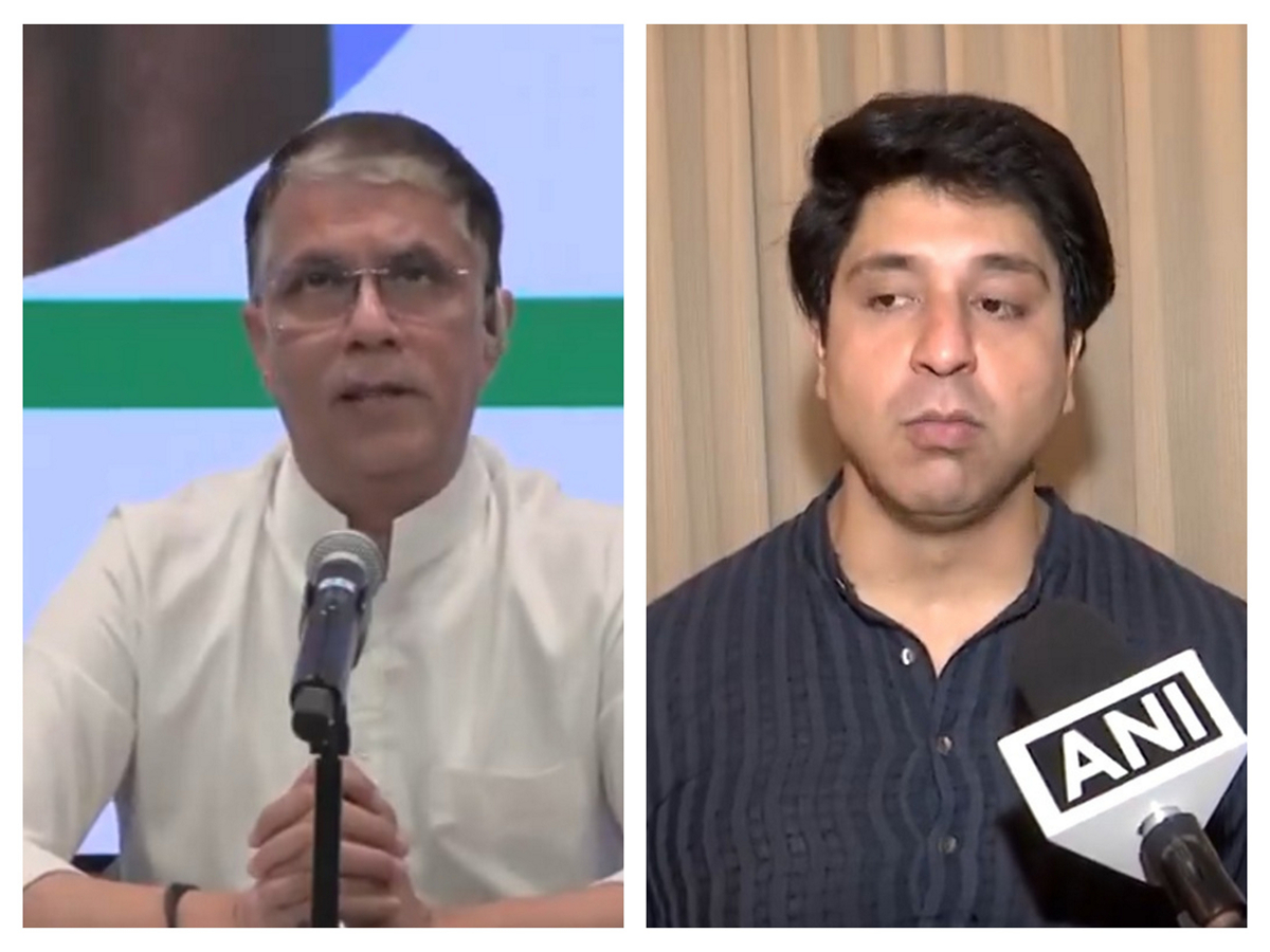 Congress leader Pawan Khera (L), BJP Spokesperson Shehzad Poonawalla