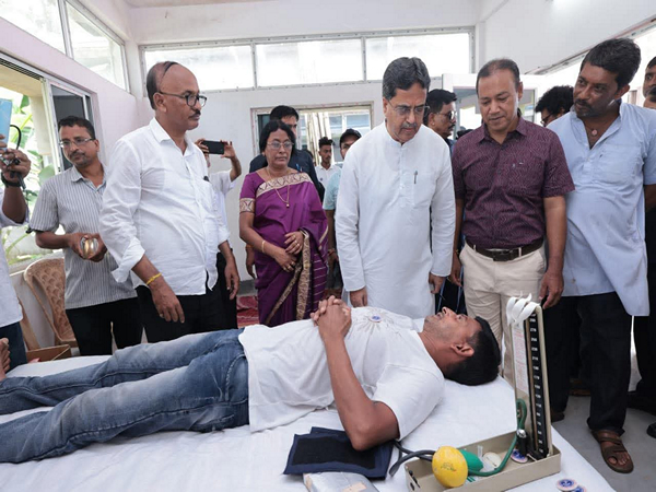 Tripura Chief Minister Dr. Manik Saha inaugurating a voluntary blood donation camp in Agartala (Photo/ANI)