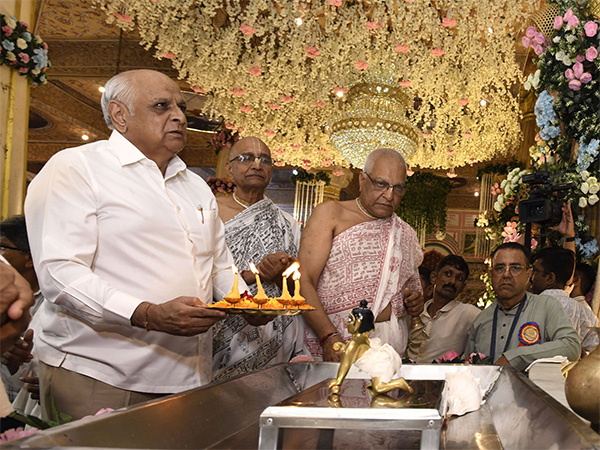 Gujarat CM Bhupendra Patel at ISKON Temple (Photo/Gujarat CMO)
