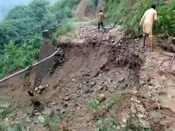 Roads washed away due to cloudburst in Janglote Area (Photo/ANI)