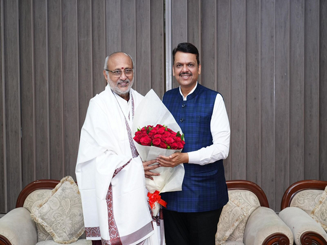 Maharashtra CM Devendra Fadnavis with Governor CP Radhakrishnan. (Photo/ANI)