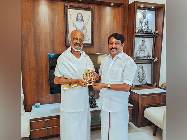 Tamil Nadu BJP President Nainar Nagendran and legendary actor Rajinikanth (Image source: BJP)
