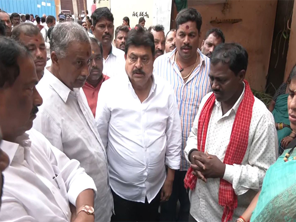 Telangana BJP chief N Ramchander Rao visits victims' families who died in Hyderabad electrocution incident (Photo/ANI)