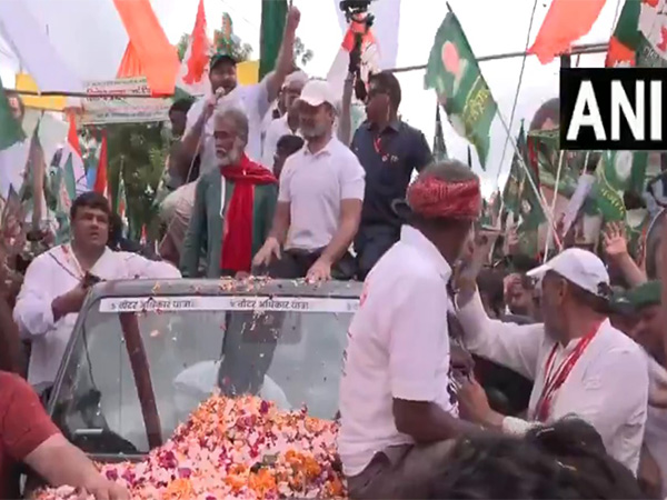 RJD leader Tejashwi Yadav during Voter Adhikaar Yatra (Photo: ANI)