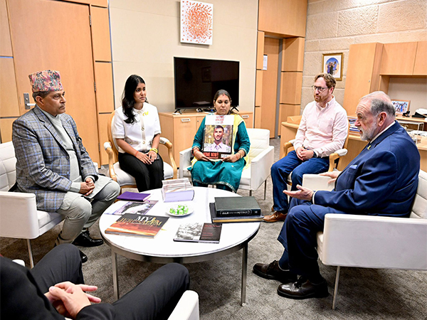 US Ambassador to Israel Mike Huckabee with the family of Nepali student Bipin Joshi, who is being held hostage by Hamas (Image/@USAmbIsrael)