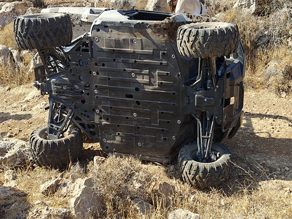 Overturned ranger vehicle at the scene of the attempted terror attack  (Photo/TPS)