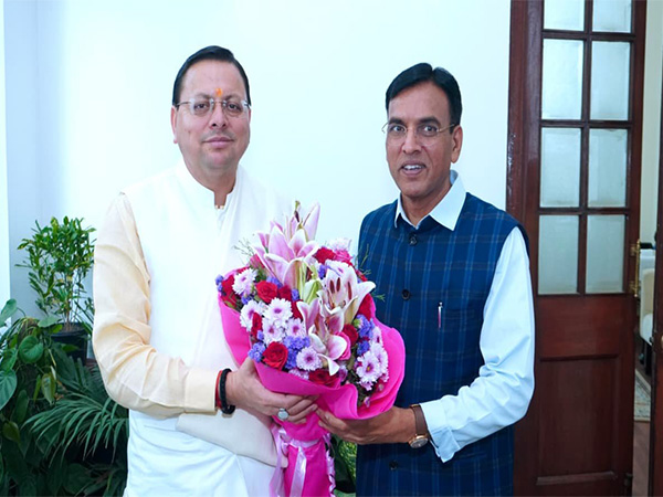 Uttarakhand CM Pushkar Singh Dhami met Union Youth Affairs and Sports Minister Dr. Mansukh Mandaviya (Photo/ANI)