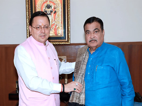 Uttarakhand CM  Pushkar Singh Dhami meets Union Minister Nitin Gadkari in Delhi. (PhotoANI)