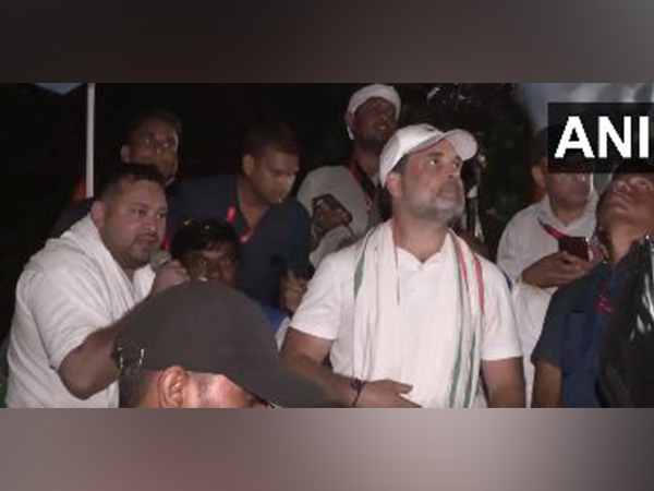 Tejashwi Yadav, along with Congress leader Rahul Gandhi, took part in the “Voter Adhikar Rally” in Bhagalpur (Photo/ANI)