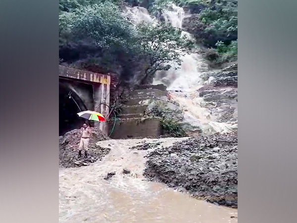 A view of the flash flood hit Takoli on the Mandi–Kullu stretch of the Chandigarh–Manali National Highway, in Takoli (Photo/ANI)