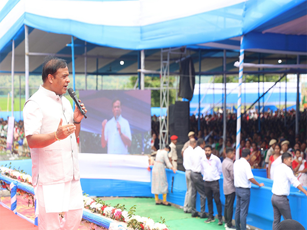 Assam CM Himanta Biswa Sarma at Jagiroad in Morigaon district. (Photo/ANI)
