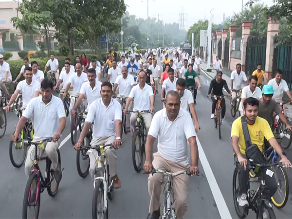 Visual from Fit India Sundays on Cycle event in Delhi. (Photo/ANI)