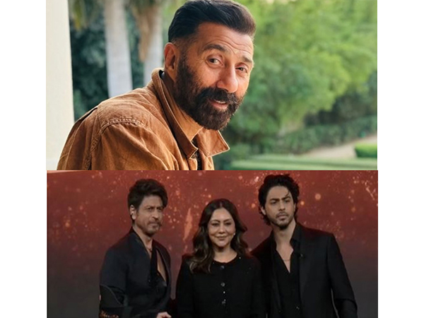 Sunny Deol and Shah Rukh Khan, Gauri Khan and Aryan Khan (Photo: ANI)