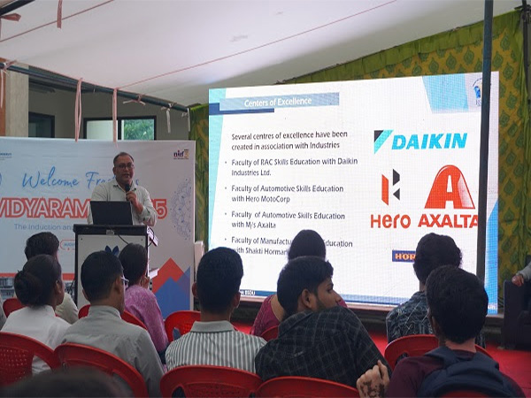 Students being addressed during the orientation programme at Bhartiya Skill Development University, Jaipur