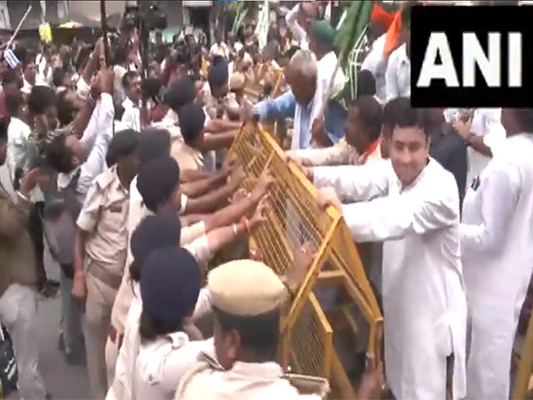 Visuals from the Sanyukt Kisan Morcha protest (Photo: ANI)