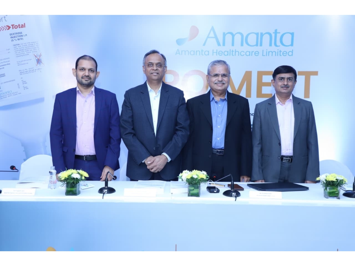 L-R CA Yogesh Jain - Beeline Capital Advisors Private Ltd., Mr. Bhavesh Patel - Amanta Healthcare Ltd., Mr. Shailesh Shah Amanta Healthcare Ltd., Mr. Paras Mehta Amanta Healthcare Ltd.