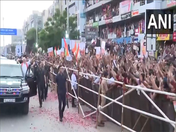 PM Naredra Modi holds roadshow in Ahmedabad (Photo/ANI)