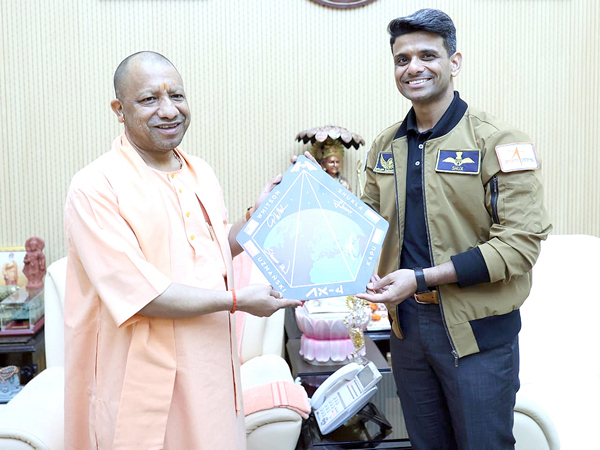 CM Yogi Adityanath welcomes Group Captain Shubhanshu Shukla on his arrival in his hometown Lucknow (Photo/X@myogiadityanath)