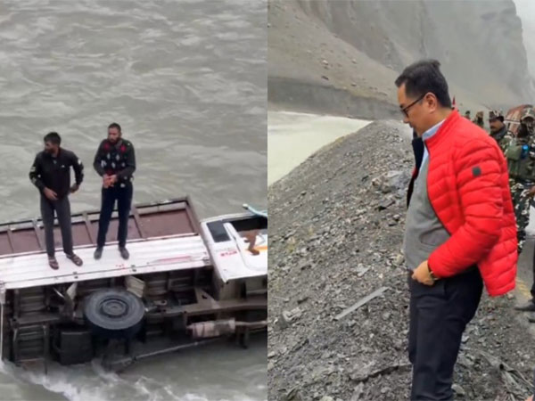 Vehicle falls into river in Drass (Photo: @KirenRijiju/X) 
