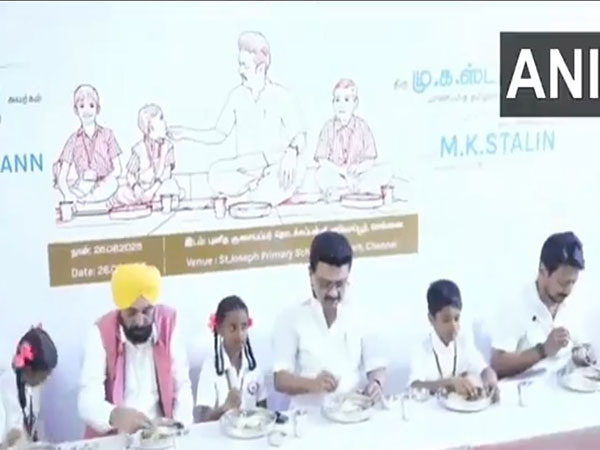 Tamil Nadu CM MK Stalin, along with Punjab CM Bhagwant Mann and Tamil Nadu Deputy CM Udhayanidhi Stalin (Photo/ANI)