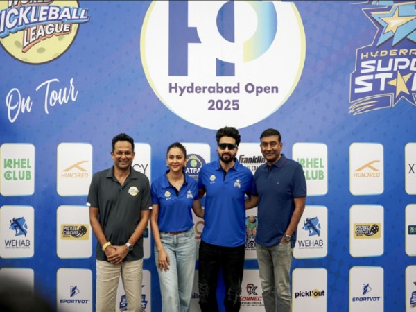 WPBL CEO Gaurav Natekar with Hyderabad Superstars co-owners Rakul Preet Singh, Jackky Bhagnani and Srinath Chitturi. (Photo: WPBL)