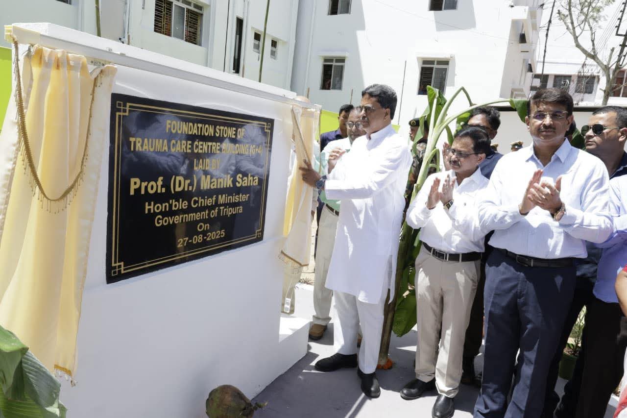 Tripura Chief Minister Dr. Manik Saha laid the foundation stone for a Trauma Centre (Photo/ANI)