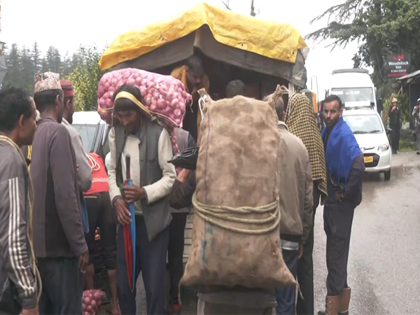 Visual of people transporting vegetables in Manali (Photo/ANI)