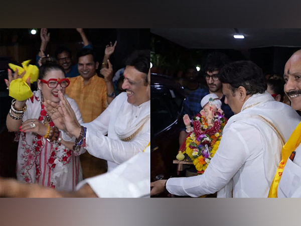 Govinda, Sunita Ahuja at Ganpati Visarjan (Photo/ANI)