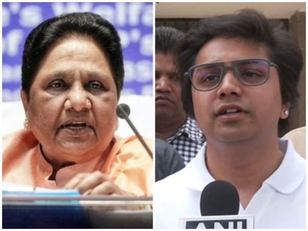 Former UP CM Mayawati and newly appointed BSP national convenor Akash Anand (Photo/ANI)