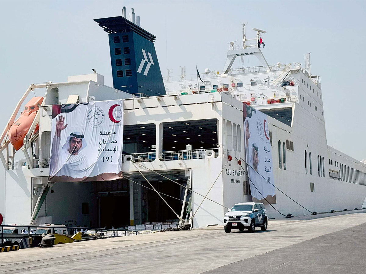 UAE's 9th Hamdan humanitarian ship departs to Gaza (Photo/ANI)