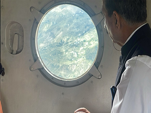 Himachal CM Sukhvinder Singh Sukhu conducts aerial survey of disaster-affected areas of Chamba and Kangra districts (Photo/ANI)