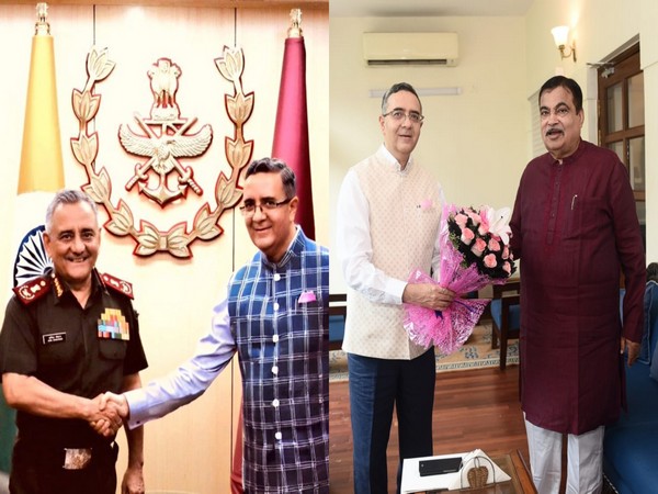 India’s Ambassador to Germany, Ajit V. Gupte with Chief of Defence Staff General Anil Chauhan and Union Road Transport and Highways Minister Nitin Gadkari (Photo: X/@eoiberlin)