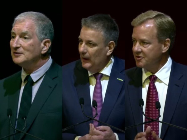 Mark Papermaster, CTO, AMD, Kai Beckmann, Member, Merck, Tim Archer, CEO Lam Research,  (Left to Right)