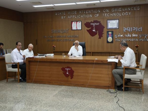 Gujarat CM Bhupendra Patel at SWAGAT (State Wide Attention on Grievances by Application of Technology) Program (Image source: X/ CMOGujarat)