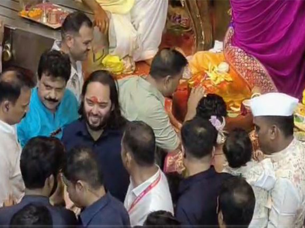 Anant Ambani offered prayers prayers at the pandal  (Image source: ANI)