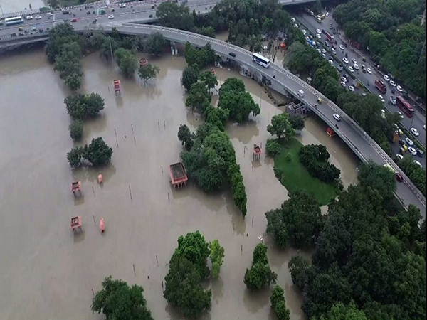 Yamuna water level recorded an all time increase of  208.66 metres  (Photo/ANI)
