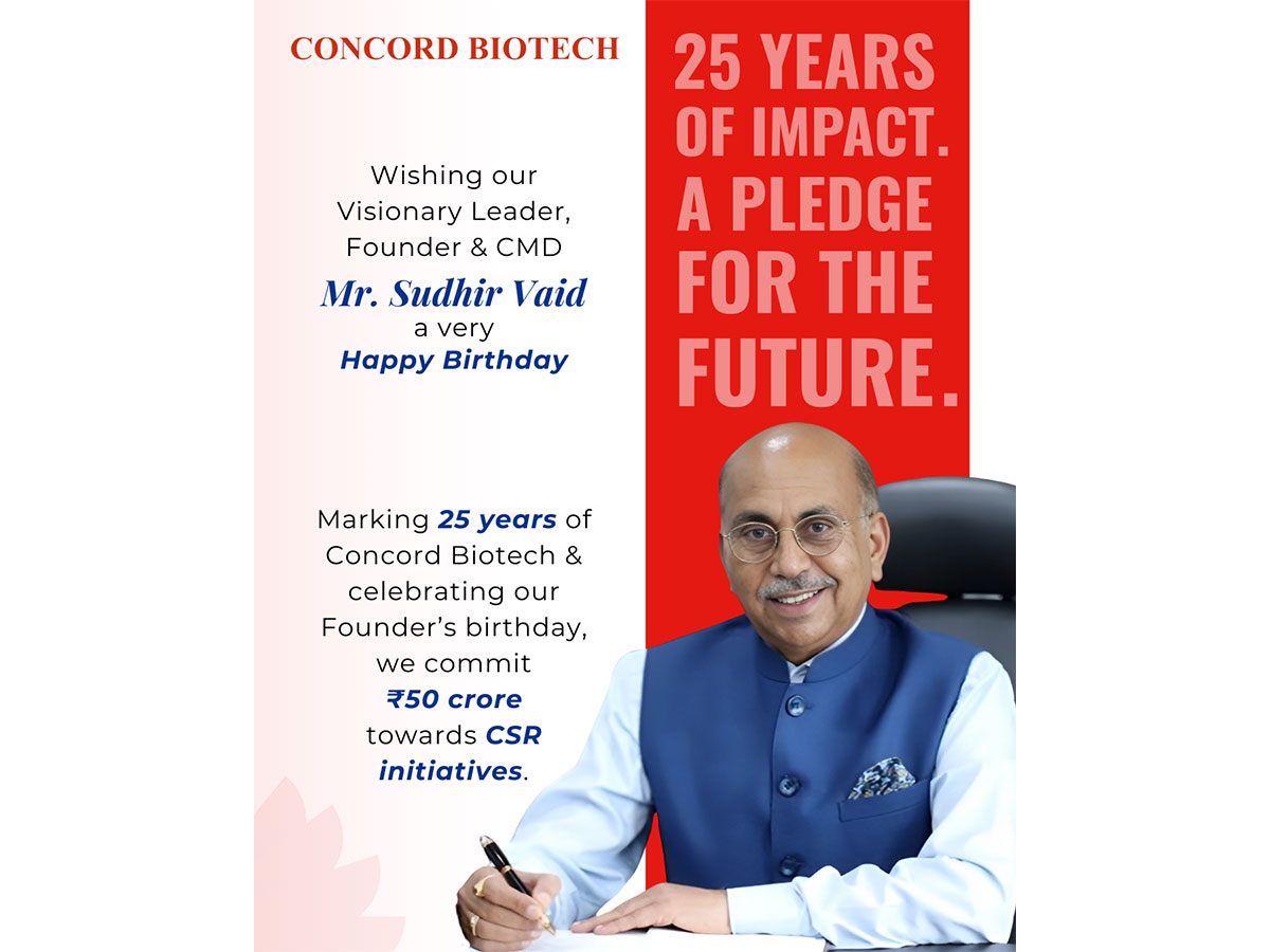 Concord Biotech Pledges ₹50 Crore to CSR as it marks 25 Years