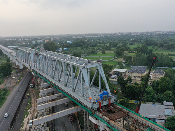 Second 100 m span of steel bridge launched on NH-48 for Mumbai-Ahmedabad bullet train project (Photo/NHSRCL)