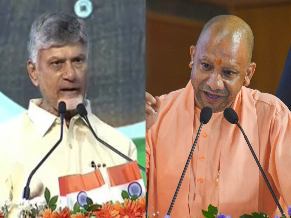 Andhra Pradesh CM Chandrababu Naidu and UP CM Yogi Adityanath (Photo/ANI)