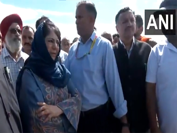 PDP chief Mehbooba Mufti visits RS Pura in Jammu (Photo/ANI)