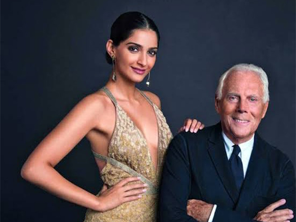 Actor Sonam Kapoor with late designer Giorgio Armani (Image source: Sonam's Instagram)