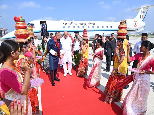 Bhutan PM Tshering Tobgay and spouse received by UP Minister Surya Pratap Shahi in Ayodhya (Photo Credit: Information Department, Ayodhya)