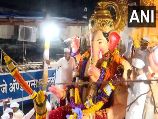 Visuals from Lalbaugcha Raja immersion proccession (Photo/ANI)  