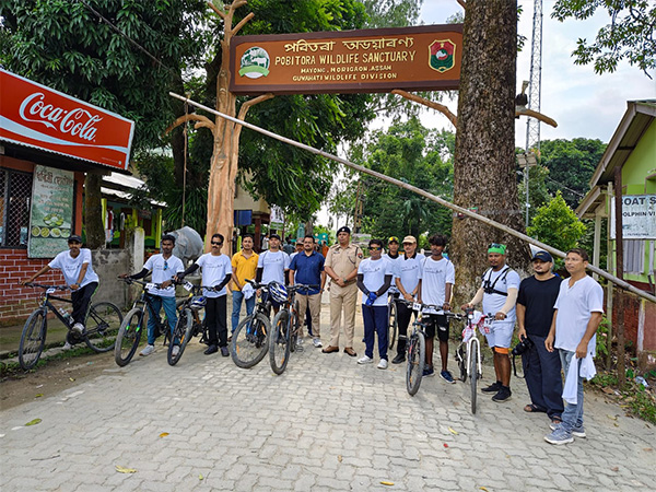 Final leg of “Ride for Conservation” bicycle rally flagged off at Pobitora Wildlife Sanctuary (Photo/ANI) 