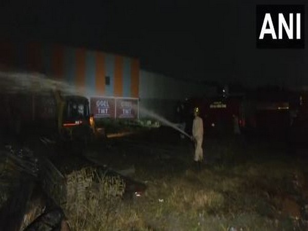 Fire tenders trying to bring the blaze under control at Oil warehouse in Indore’s Palda Industrial area (Photo/ANI) 