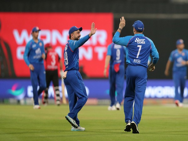 Rashid Khan and Mohammed Nabi celebrating (Photo: @ACBofficials X)