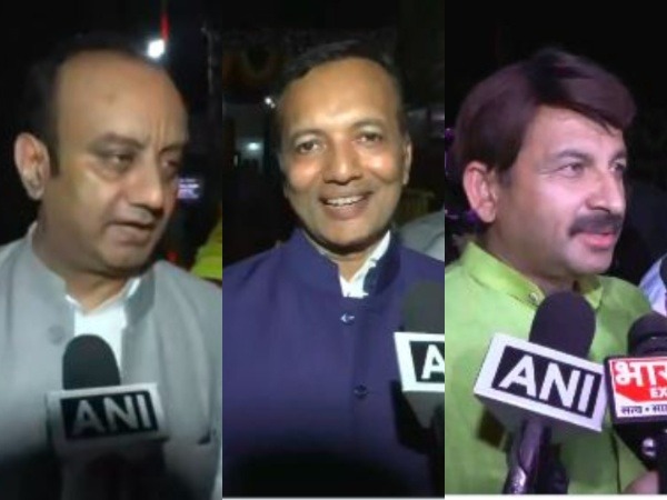 BJP MPs Sudhanshu Trivedi, Manoj Tiwari and  Naveen Jindal (Photo/ANI)