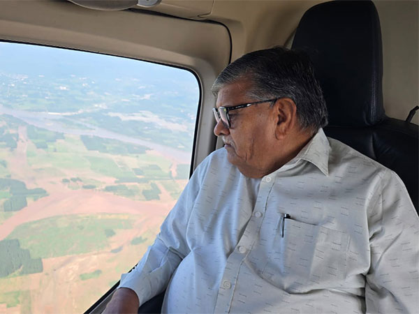 Punjab Governor, Gulab Chand Kataria, conducts an aerial survey of flood-affected areas of Punjab (Photo/ANI)