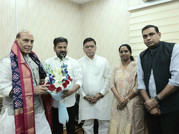 Telangana Chief Minister A. Revanth Reddy meets Union Defence Minister (Photo/ANI)