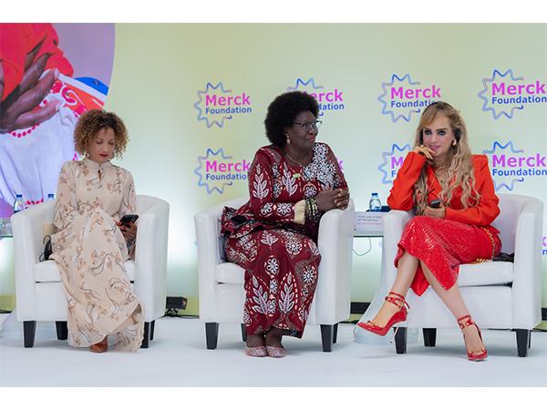 Senator Dr. Rasha Kelej, Merck Foundation CEO with H.E. Madam BRIGITTE TOUADERA, First Lady of Central African Republic at the 7th Edition of Merck Foundation First Ladies Initiative Summit